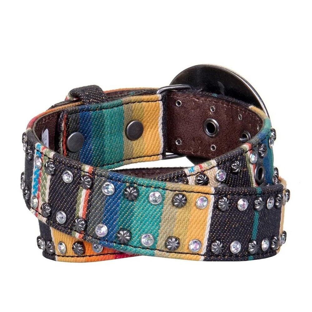 NWT Angel Ranch Western Belt Girls Serape With Rhinestones Multi Colored Sz 28 - Picture 2 of 2